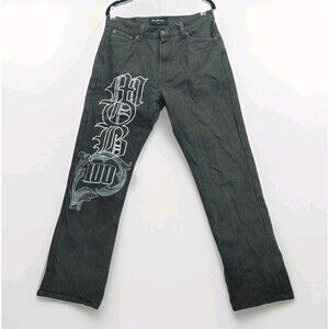 Kno-betta Jeans Mens Carpenter Denim MOB 100 Graphic Y2K 34x30 (altered hem)